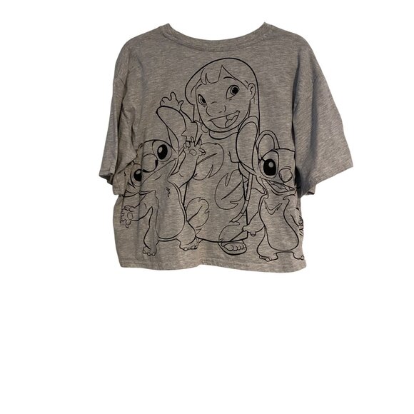 Disney Stitch Ohana Means Family Heather Gray Womens Crop Top XXL Y2K Workout - Picture 2 of 9